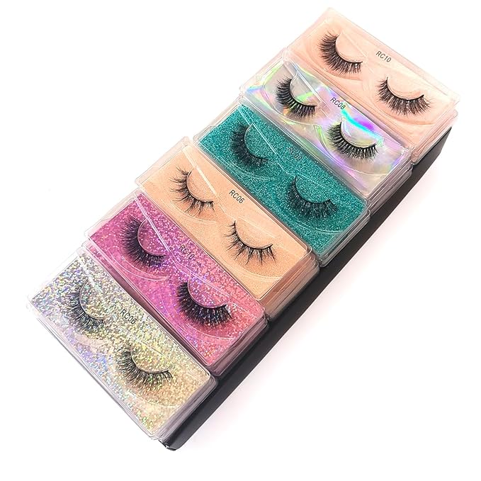 10 Pairs False Eyelashes Natural, Wholesale 5D Fuffy Volume Lashes, Faux Mink Eyelash Bulk with Portable Boxes