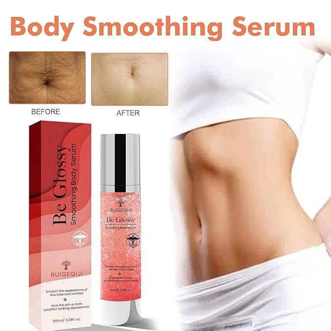 Be Glossy Body Serum for Wrinkles - Infused with Hyaluronic Acid, Vitamin E, Glycerin and Shea Butter - Hydrating Nourishing Repairing for Silky Smooth Skin 100ML/3.38 Fl Oz