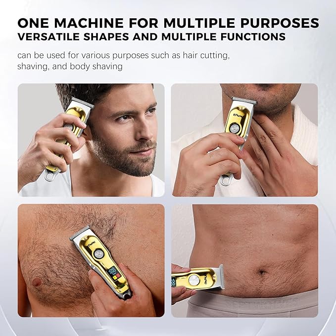 ENSSU Hair Trimmer for Men, Beard Trimmer for Men Professional with Zero-Gapped Steel T-Blade, LED Display, Barber Trimmer for Hair Cutting, Body Grooming