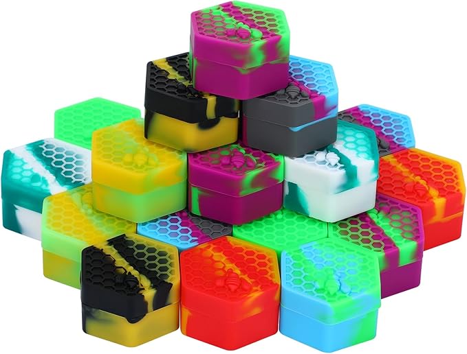 Outus 20 Pcs 26 ml Silicone Wax Containers Non-stick Silicone Wax Containers Multi Use Storage Jars Oil Concentrate Bottles for Home Kitchen Travel, Assorted Colors