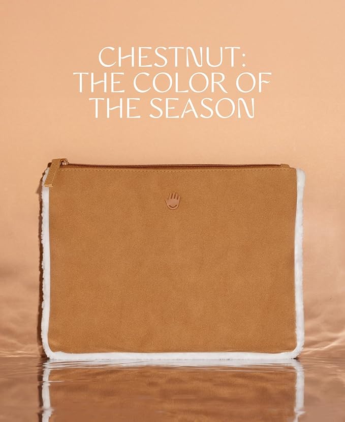 Limited Edition Vegan Shearling Travel Pouch, Fashion Accessory for Touchland Hand Sanitizers & Beauty Essential Toiletries