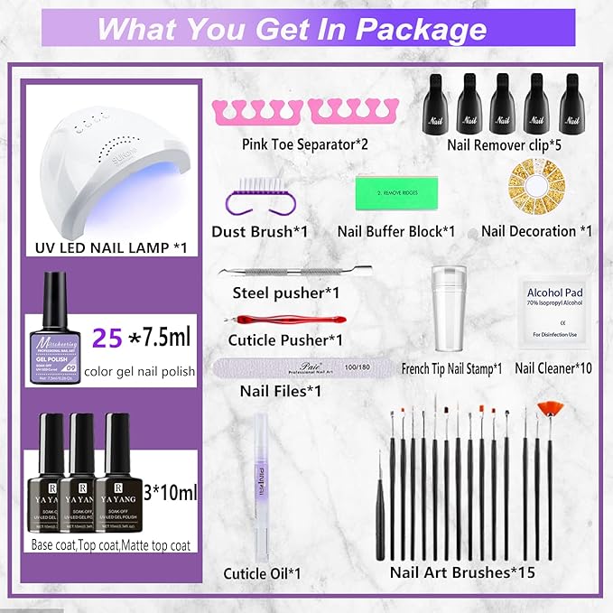 69PCS Gel Nail Polish Kit with UV Light Nail Lamp Gel Manicure Dryer Lamp 28 Colors Gel Polish Nail Set Soak Off Gel Nail Set,Nails Gel Polishing Shape Tools Supplie Set for Nail Manicure Salon & Home