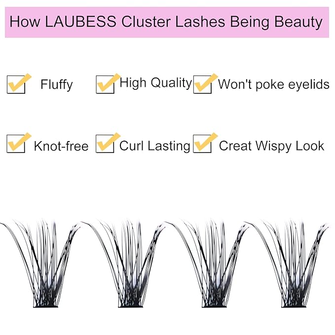 Eyelash Clusters LAUBESS Lash Clusters Individual Lashes Cluster Eyelash Extensions DIY at Home Waterproof Cluster Lashes (40D-0.07D-14-18)