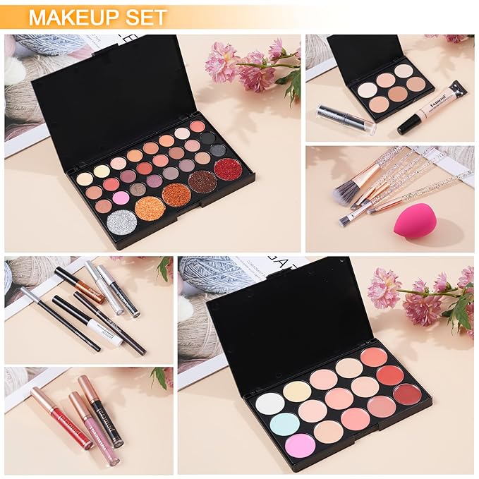 Professional Makeup Kit,Makeup kit For Girls, Makeup Set For Women Eyeshadow Palettes, Lip Colors, Makeup brush set,Makeup bag (Pink)