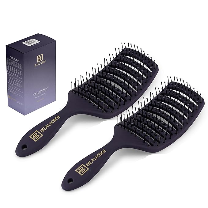 Vented Brush for Blow Drying, Shower & Thick, Coily or Straight Hair | Detangling Brush with Curved Vents & Wide Frame (Empowered Purple)