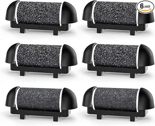6 Pack Replacement Roller Refill Heads for Electric Callus Remover for Feet,Pedicure Kit Refill Rollers Extra 4 Regular Coarse & 2 Fine Coarse Electronic Foot File