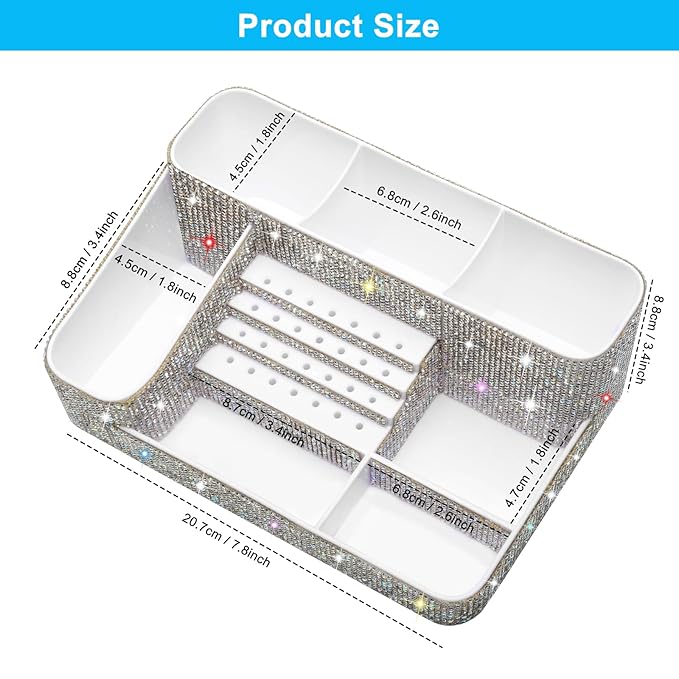 ANRUI Nail Drill Bit Holder, 28 Holes Plastic Nail Drill Machine & Bits Storage Case, Professional Nail Desk Organizer for Manicure Tools Gift for Women and Girls- Sparkling Diamond