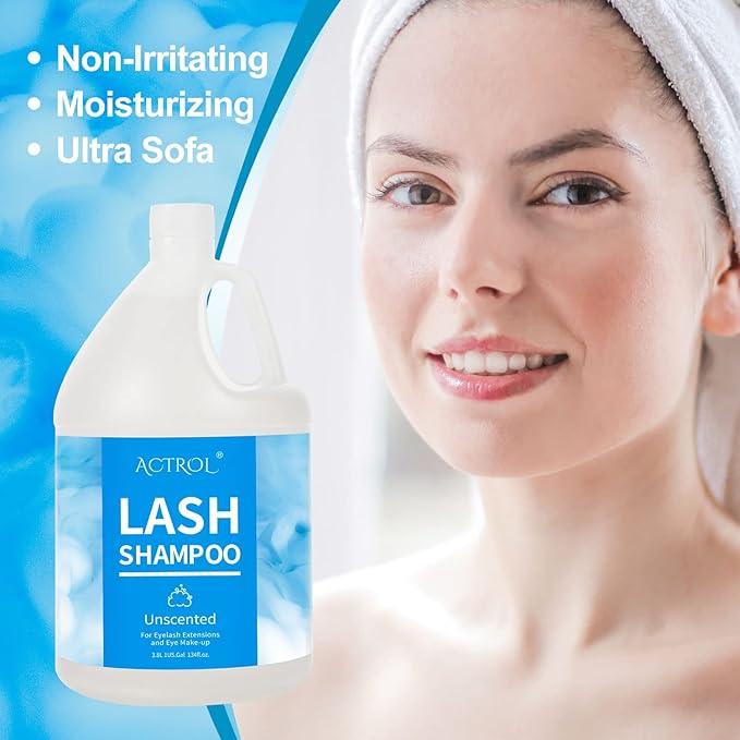 Eyelash Extension Cleanser Gallon Unscented 3.8L Natural Lash Extension Shampoo Professional Eyelid Foaming Cleanser Paraben & Sulfate Free Non-lrritating with Salon and Home Care