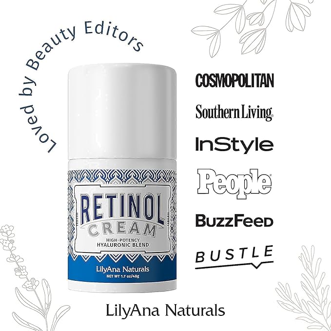 LilyAna Naturals Retinol Cream Moisturizer 1.7 Oz and Charcoal Face Scrub 3 Oz Bundle - Anti Aging, Retinol Moisturizer, Wrinkle Cream for Face and Anti-Aging Facial Exfoliator for Women and Men