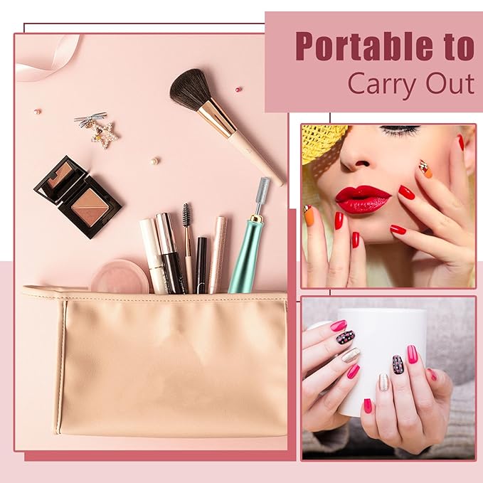 VINGVO Cordless Electric Nails Drill Filer Set, Professional Manicure Pedicure Kit with Bits for Acrylic, Portable Electric Files & Buffers for Toenail Cuticle Hand Foot Care Polish Tool (Green)