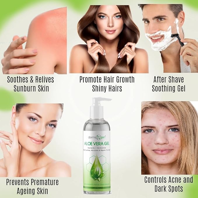 Aloe Vera Gel with Witch Hazel, Vitamin C, and Vitamin E - Skin Soothes, Moisture, and Repair Formula for Face and Body - Nutrient-Rich, Organic 100% Pure Aloe Vera - 16 FL OZ