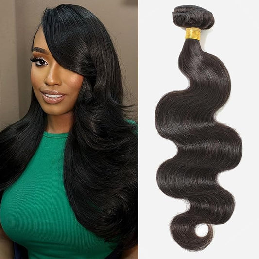 12A Body Wave Bundles Human Hair 20 Inch 1 Bundle Human Hair 100% Unprocessed Brazilian Virgin Hair Extensions Natural Black