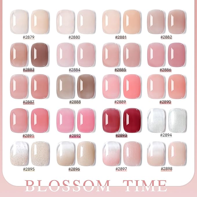 GAOY 23 Pcs Gel Nail Polish Kit, Nude Pink Glitter UV Gel Polish Set with Glossy & Matte Top Coat and Base Coat for Nail Art Home DIY