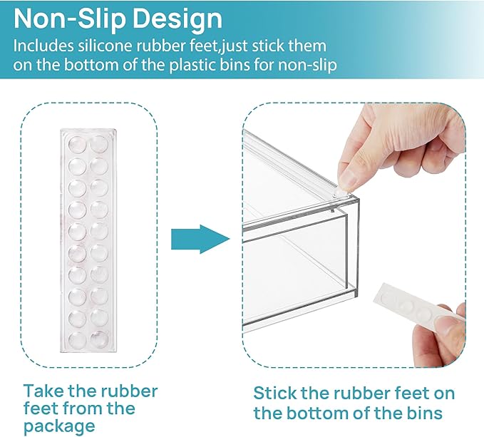 Vtopmart Stackable Storage Drawers Set of 6, Clear Plastic Organizer Bins for Bathroom Supplies,Ideal for Cabinet,Pantry,Laundry Room Organization