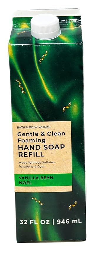 Bath + Body Works Gentle Foaming Hand Soap Refill - XL Size - 32 oz Compatible with all Bath & Body Works Gentle Foaming Hand Soap Bottles (Vanilla Bean Noel)