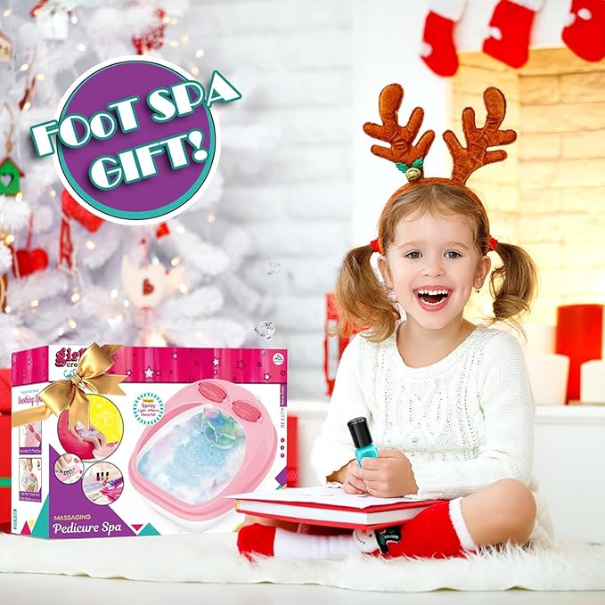 Spa Day Gift Set for Girls, Christmas Birthday Gift Nail Art Salon Sensory Beads Foot Spa Accessories Kit, Foot Soak Tub for Ages 5 6 7 8 9 10-12 Year Old Girl Gifts (girls)