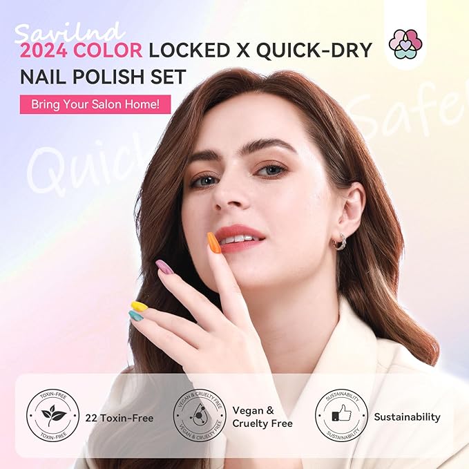 SAVILAND 39pcs Christmas Nail Polish Set: 36 Winter Colors Red Green Air Quick Dry Finger Nail Polish Kit, Glitter Regular Toe Polish Non Gel with Top Base Polish Coat for Women Nail Art Design Home