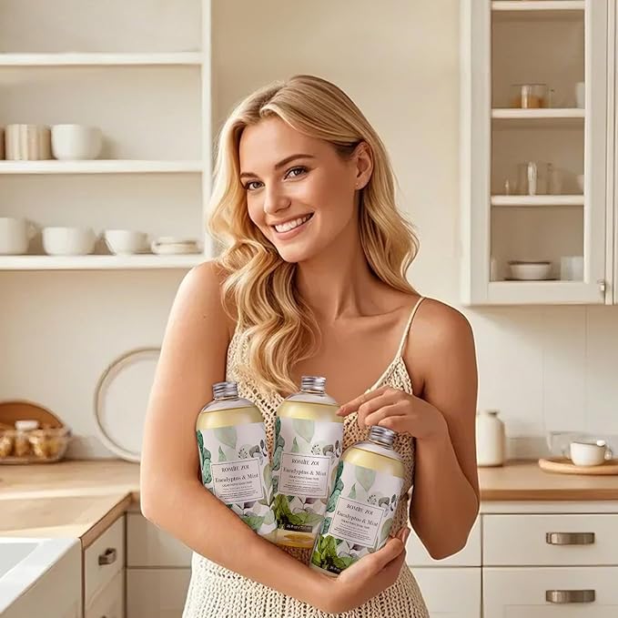 Eucalyptus & Mint Liquid Hand Soap Refills, Gentle & Moisturizing Formula, Natural Cruelty-Free Soap, Large 750 ML Bottles Bulk for Kitchen, Bathroom, and Dispensers (26 FL OZ, Pack of 3)