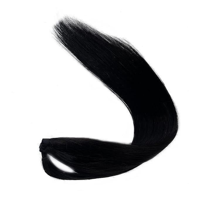 Ponytail Extension Human Hair Ponytail Pony Hair Pieces Clip in Wrap Around Pony Remy Hair Extensions for Women 22 Inch 80G #Natural Black