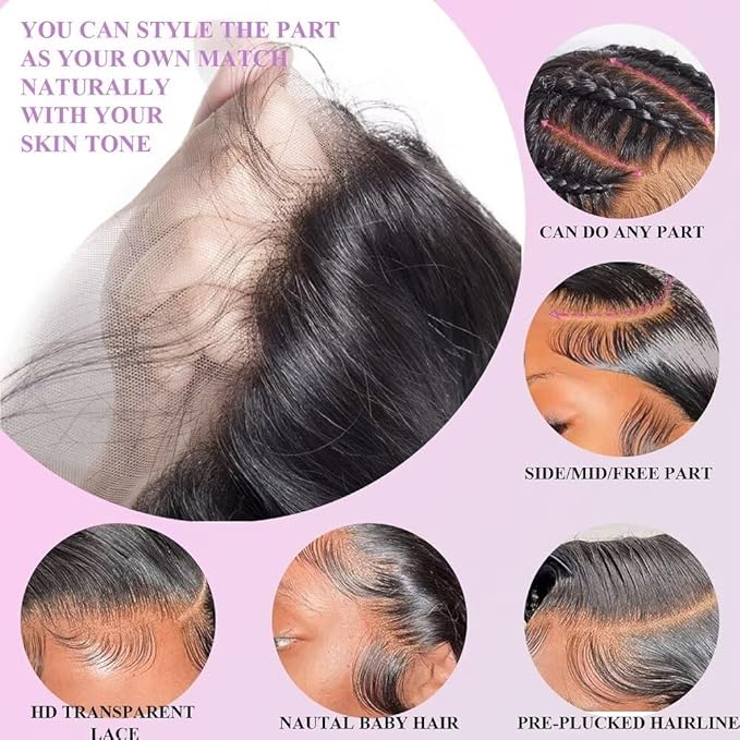 10A Straight Bundles with Frontal 14 16 18 with 12 Inch Human Hair Bundles with Closure 100% Unprocessed Brazilian Virgin Human Hair Weave 3 Bundles with Frontal HD Lace