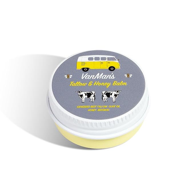 Vanman’s - Tiny Tallow and Honey Balm - Unscented Face Moisturizer with Grass-Fed/Finished Beef Tallow, Honey, and Vitamins A, K, D, E - 0.25 oz
