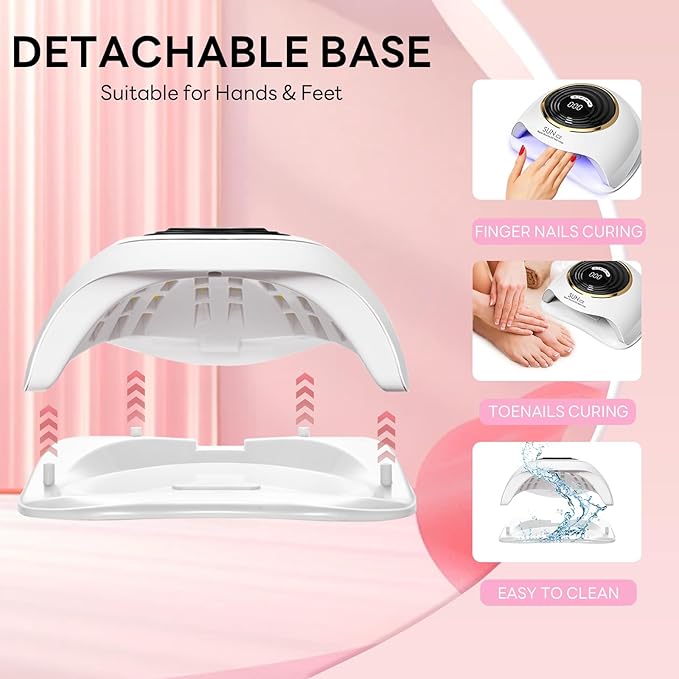 UV Light for Gel Nails, 248W Professional UV LED Nail Dryer with 63 Beads, Fast Curing Gel Polish Lamp Auto Sensor 4 Timer Setting, Nail Art Drying Tools for Home Salon Manicure