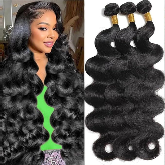 12A Human Hair Bundles 26 26 26 Inch Body Wave Bundles Human Hair 100% Unprocessed Brazilian Virgin Hair 3 Bundles Deals Weave Extensions Natural Black Color Bundle