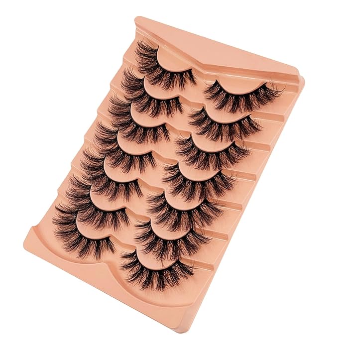 Mink Lashes Fluffy NINGLASH Wispy Lashes False Eyelashes Natural Look Fake Eyelash 15mm Faux 3D Mink Lashes Strips 7 Pairs Fluffy Lash Pack