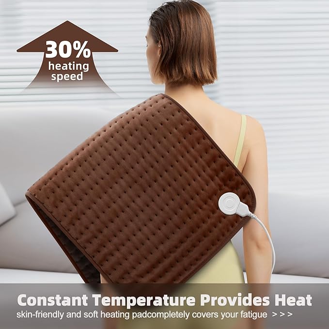 17x33 Heating Pad for Pain Relief | Ultra-Soft Microplush Fabric | 6 Adjustable Heat Settings (Moist & Dry) | Safe 2-Hour Auto Shut-Off | Perfect for Back, Neck, Shoulders | Great Gift Idea