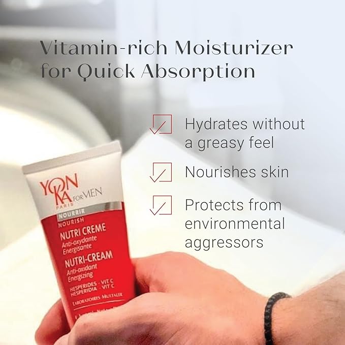 Yon-Ka Mens Nutri-Creme (40ml) Hydrating Face Moisturizer, Fast Absorbing Gel Creme for All Skin Types, Olive Oil and Vitamins Nourish Dry Skin