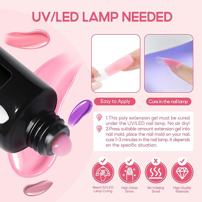COSCELIA 41pcs Poly Nail Gel Kit Starter Kit with U V Light and Drill, 15 Colors 16ML Nail Extension Gel for Beginners with Everything Professional Nail Lamp Gifts for Women