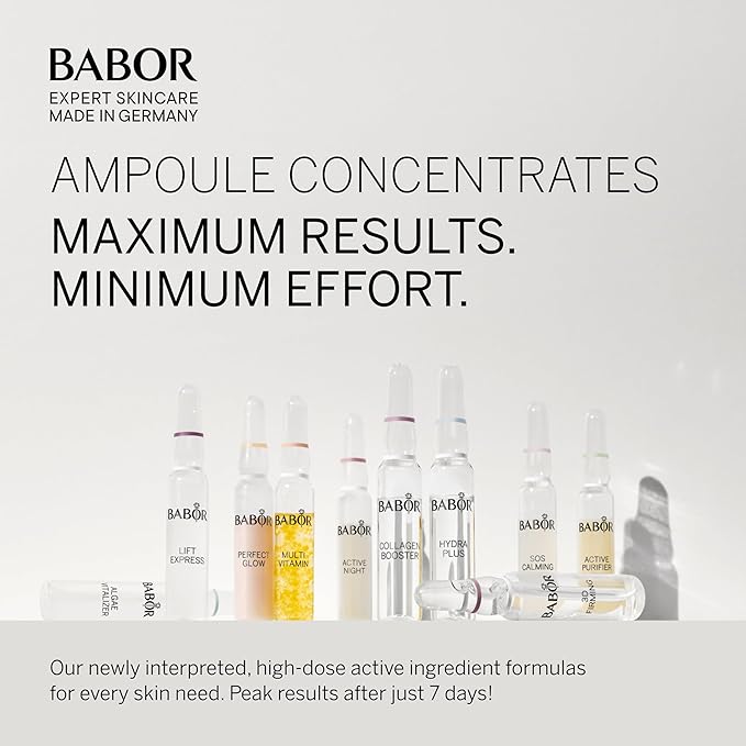 BABOR Hydra Plus Ampoule Concentrate, Moisturizing Skincare Capsule, Hyaluronic Acid Serum, Deeply Nourish to Plump and Smooth Skin, Anti Aging Serum 7 Day Treatment