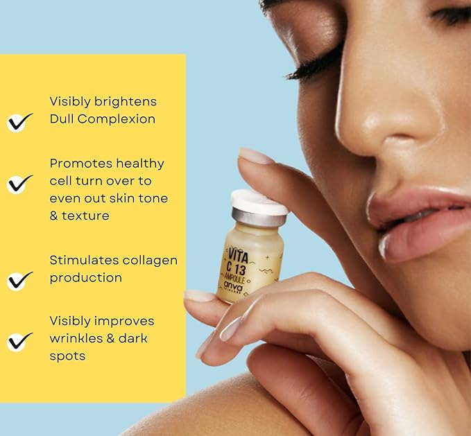 Korean Vitamin C Serum with Glutathione – 13% Stabilized Face Serum for Bright, Even Skin – Anti-Aging Ampoule for Dark Spots, Fine Lines & Wrinkles | 10 x 5ml (8 Week Supply)