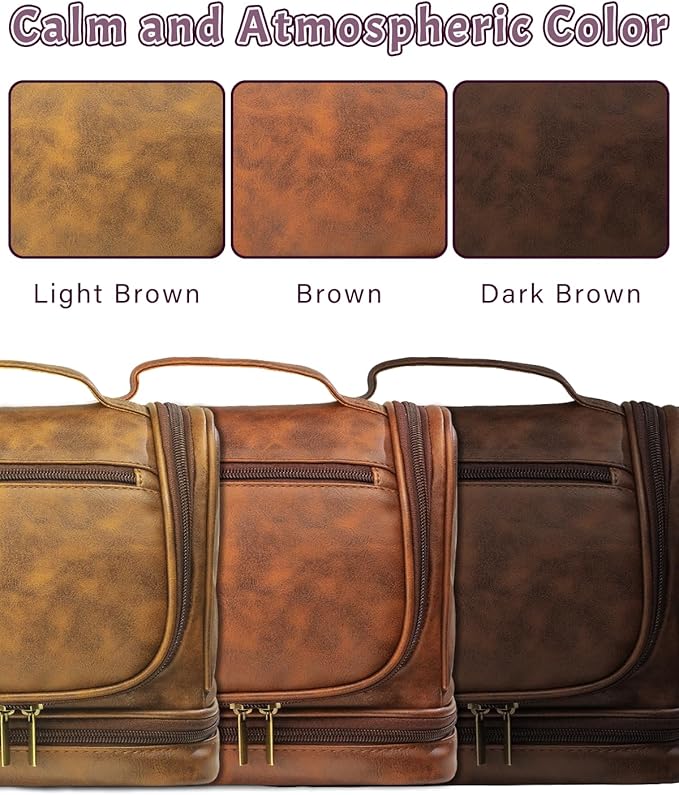 Extra Large Personalized toiletry Bag for Men, Father's Day Gifts, Custom Engraved Leather Toiletry Organizer, Waterproof Dopp Kit & Gifts for Men, Dad, Husband, Groomsmen