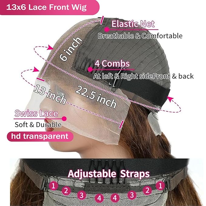 28 Inch Chocolate Brown Lace Front Wig - 200 Density Body Wave 13x6 HD Lace Fronts Pre-Plucked, Glueless Wig