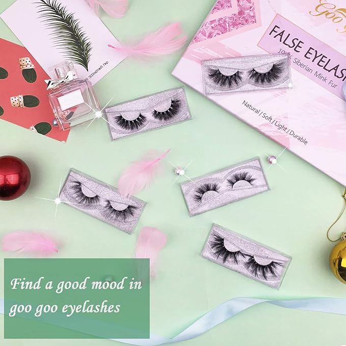 GOO GOO 3D Mink Eyelashes, 13mm to 25mm 20 Styles Multipack Fake Eyelashes Wholesale Bulk Eyelashes Reusable Handmade Siberian Mink False Eyelahses for Women