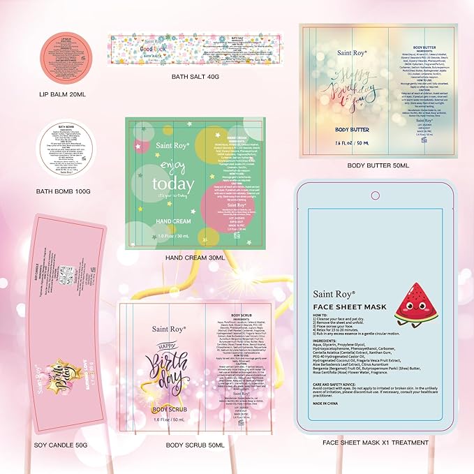 Mother's Day Gifts Birthday Gifts for Women Happy Birthday Surprise Box, 15pcs Luxury Spa Gifts, Gift Box for Teen Girls Unique with Hand Cream, Diy Nails Set, Skin Care Gift Sets for Women, Daughter