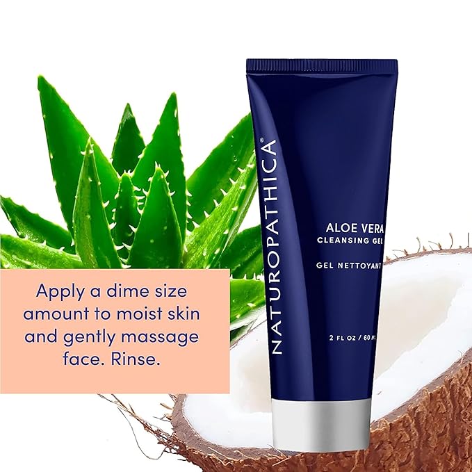 Naturopathica Aloe Vera Cleansing Gel, Facial Cleanser with Aloe Vera and Lavender, Clarifying Face Wash for Men and Women, Travel Size Face Wash, 2 fl oz