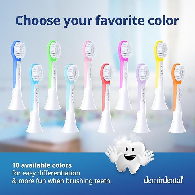 Kids Mini Toothbrush Heads Compatible with Philips Sonicare Kids Toothbrush Heads - Replacement Heads Mini Sensitive - Brush Heads from Ages 3 to 6 - Turquoise - Replaces HX6038-8 Pack