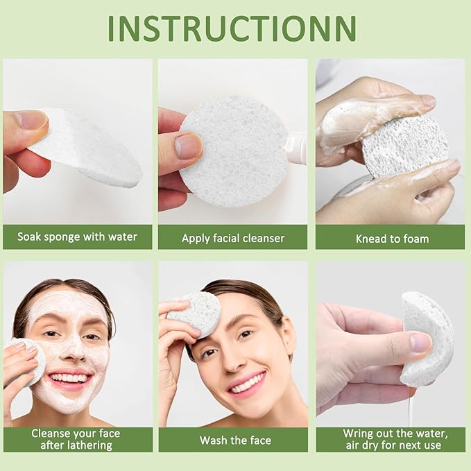 Beieverluck 300 Count Compressed Facial Sponges for Cleansing Natural Cellulose Disposable Face Sponge Spa Sponge for Face Cleansing Exfoliating Makeup or Mask Removal, White