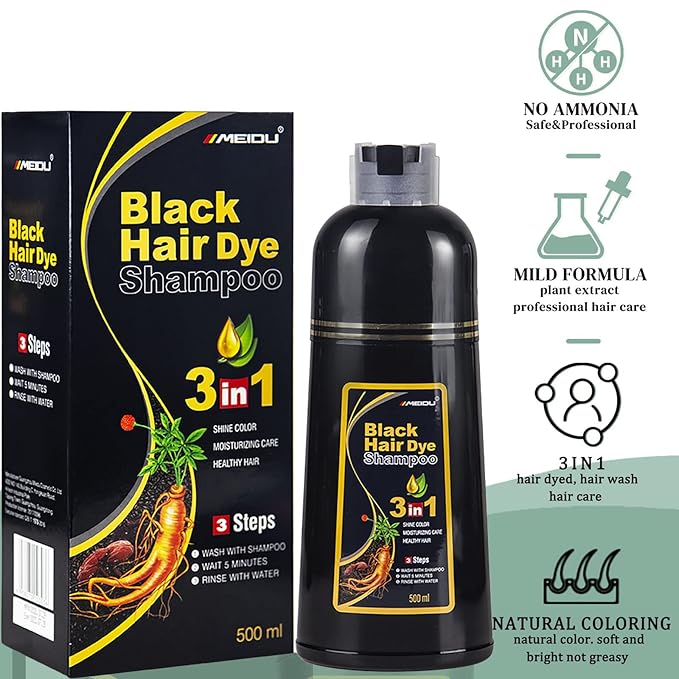 Ivnil Dark Burgundy Hair Dye Shampoo for Women Hair Color Shampoo Gray Hair For Men- 100% Gray Coverage - Herbal Ingredients 3 in 1 Hair Dye 500ml