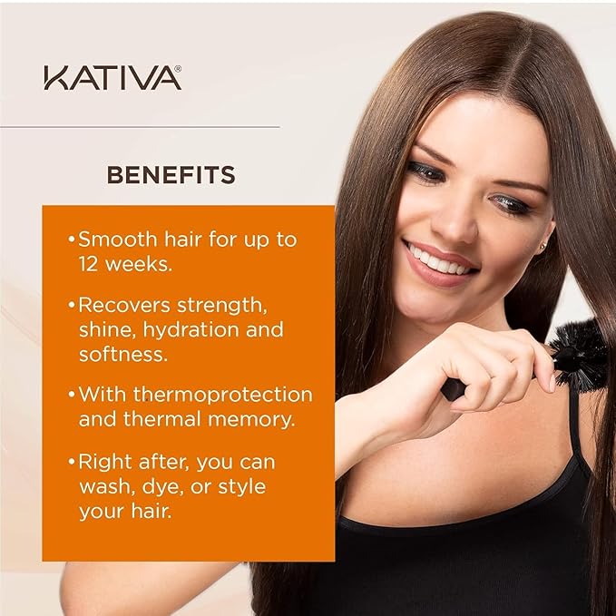 Kativa Brazilian Keratin Straightening Treatment at Home with Hyaluronic Acid and Premium Serum | Keratin