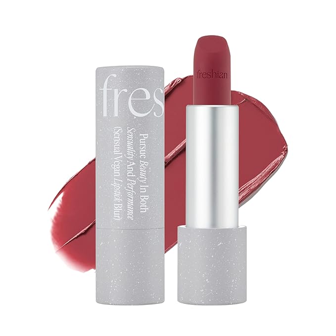 Sensual Vegan Lipstick Blur (01 Pleasure, 0.12oz) - Long-Lasting Formula, Lightweight Matte Lipstick, Korean Makeup. Shea Cocoa Butter, Vegan.