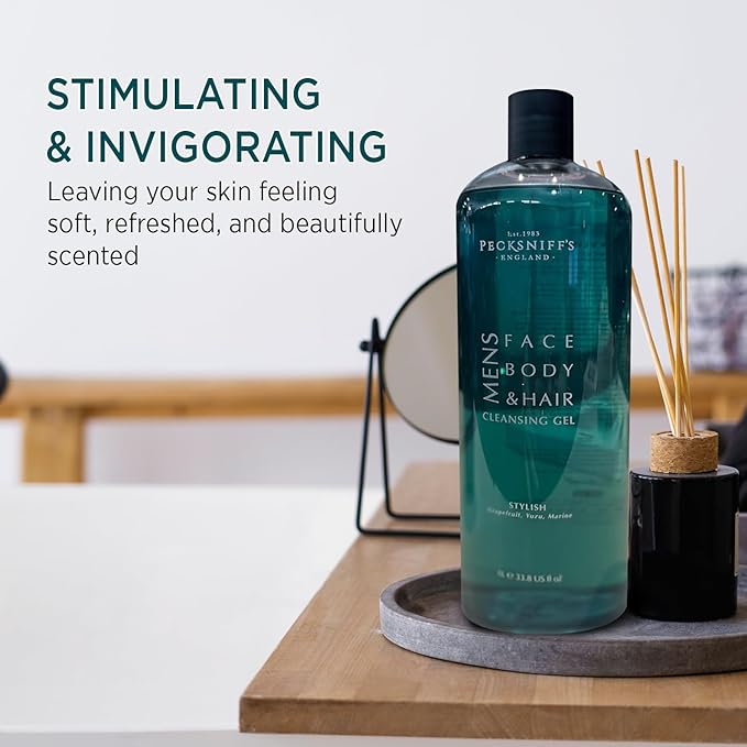 Pecksniff's Men's Luxurious Moisturizing Bath & Shower Gel | Luxury Shower with Zesty Citrus Fougere Aroma | Body Wash Men | Invigorating Stylish Scent, 1000ml