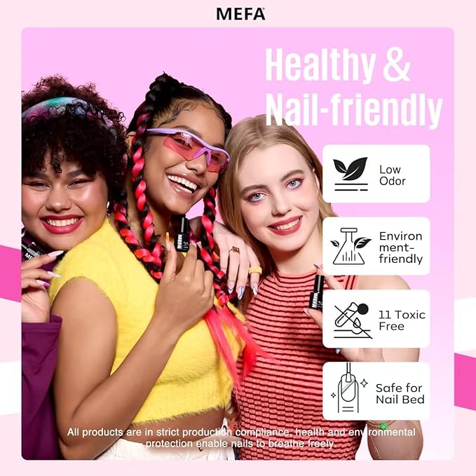 MEFA Neon Gel Nail Polish Set 6 Colors, Summer Neon Green Lime Yellow Pink Navy Blue Purple Orange Bright Vibrant Pride Month Soak Off Nail Art Design Manicure DIY at Home Salon Gifts for Women Girls