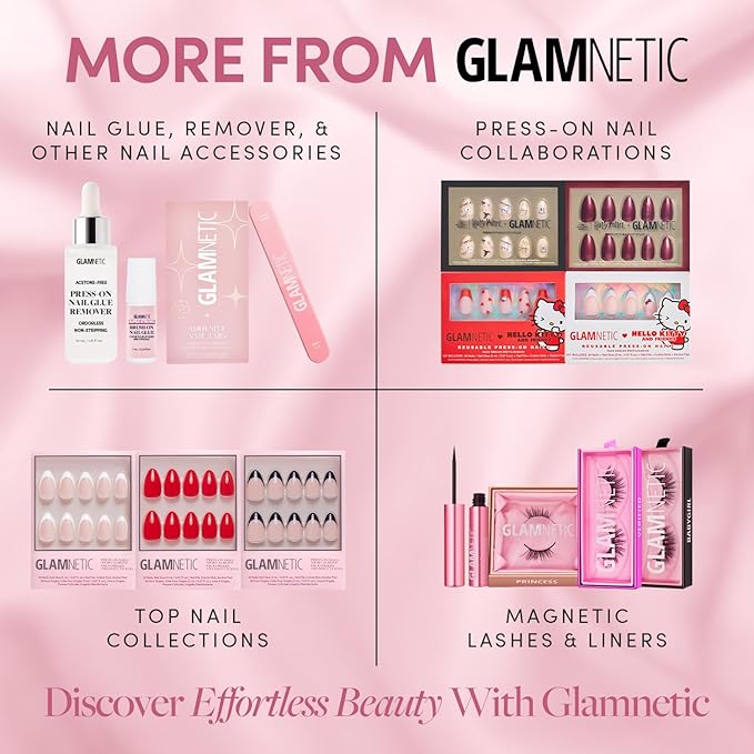 Glamnetic Press On Nails - Fan Faves Press On Gift Set | Two Top-Selling Nails in Cherry Glaze & MaDamn, Brush-On Nail Glue and Travel Pouch Included | Compact, Perfect for Holiday Gifting