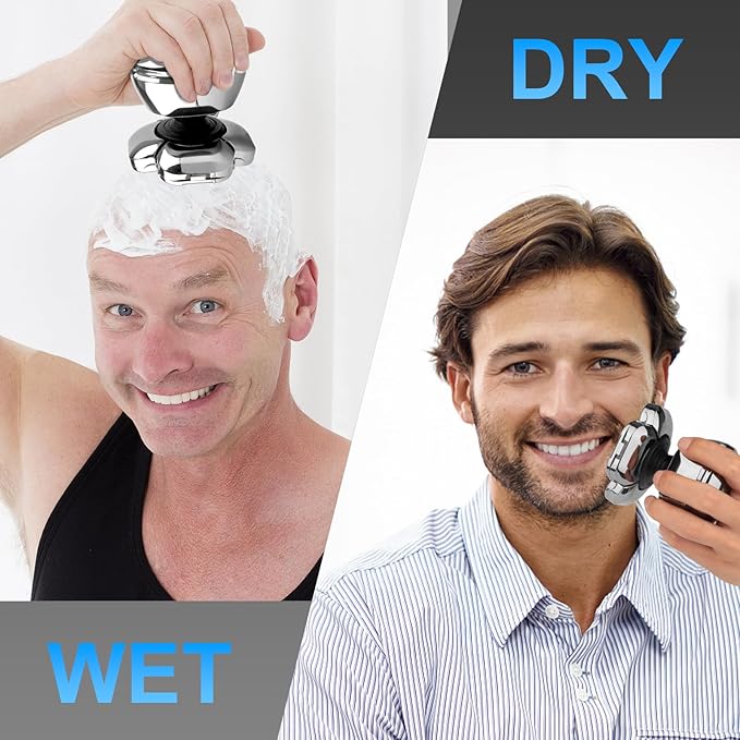 9D Head Shavers for Bald Men, 6-in-1 Electric Razor for Men, Cordless Rechargeable & Waterproof Bald Head Shavers for Mens with Large Battery, LED Display, Wet/Dry Shave