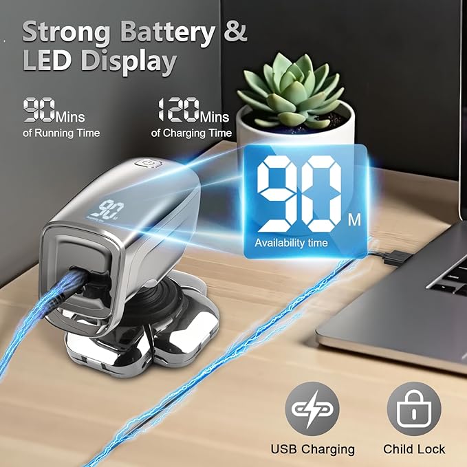 9D Head Shaver for Bald Men, 5-in-1 Electric Razor for Men with Nose Hair Trimmer, Cordless Rechargeable & Waterproof Bald Head Shavers for Wet/Dry with Large Battery, LED Display