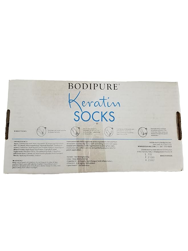 Bodipure All-In-1 Moisturizing Foot Mask | Keratin & Vitamin E Foot Mask for Dry Cracked Feet, Callus & Heel Softening | Easy-to-Use Pedicure Foot Repair | Chemical-free Feet Treatment | 50 Pairs