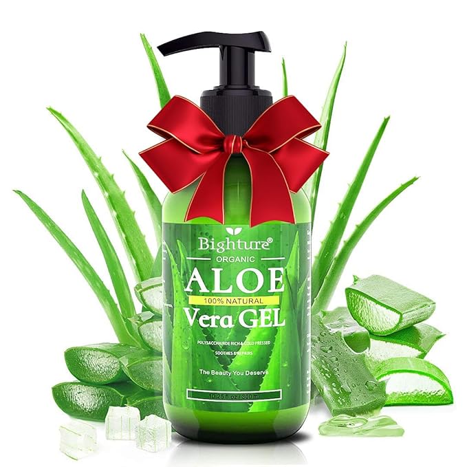 Aloe Vera Gel, 100% Aloe Vera from Freshly Cut Aloe Leaves, Skin Care for Deeply & Rapidly Soothing, Firming, After Shave, Sunburn Relieve, etc